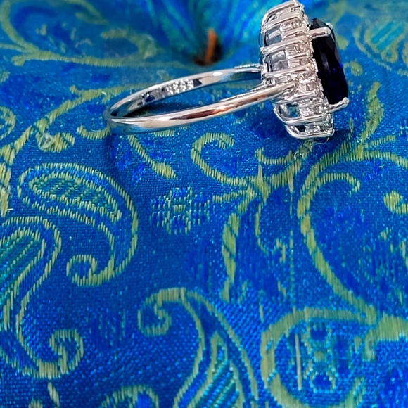 925S  Diana Engagement Ring 3.2 CT Lab Created  Sapphire Ring - Picture 3 of 5